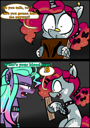 Size: 1240x1754 | Tagged: safe, artist:jully-park, oc, oc only, oc:ailee hatter, oc:ella evans, bat pony, pony, comic:how i meet my chaotic friends, comic