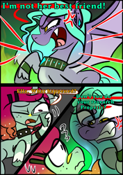 Size: 1240x1754 | Tagged: safe, artist:jully-park, oc, oc only, oc:ailee hatter, oc:ella evans, bat pony, pony, unicorn, comic:how i meet my chaotic friends, comic, horn