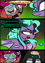 Size: 1240x1754 | Tagged: safe, artist:jully-park, oc, oc only, oc:ailee hatter, oc:ella evans, bat pony, pony, unicorn, comic:how i meet my chaotic friends, comic, horn