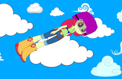 Size: 1110x720 | Tagged: safe, artist:applebloomfun, apple bloom, human, equestria girls, g4, falling, skydiving, solo