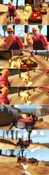 Size: 1000x3500 | Tagged: safe, artist:geronkizan, applejack, derpy hooves, g4, 2011, 2fort, 3d, apple, crossover, demoman (tf2), engineer (tf2), food, gmod, sticky bomb, team fortress 2, truck