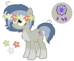 Size: 2315x1900 | Tagged: safe, artist:izzakenna, oc, oc:pascal, earth pony, pony, female, floral head wreath, flower, mare, simple background, solo, transparent background