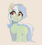 Size: 1442x1536 | Tagged: safe, artist:unclechai, lyra heartstrings, pony, unicorn, g4, female, horn, looking at someone, mare, simple background, smiling, solo, standing