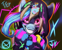 Size: 4371x3508 | Tagged: safe, artist:mekblue, pony, arcane, crossover, grenade, jinx (league of legends), league of legends, magic, ponified, telekinesis