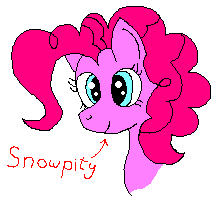 Size: 223x209 | Tagged: safe, artist:jakusi, pinkie pie, earth pony, g4, arrow, digital art, female, happy, mare, ms paint, picture for breezies, pixel-crisp art, ponerpics import, snowpity, solo