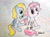 Size: 4032x3016 | Tagged: safe, artist:jakusi, bifröst, goldy wings, pegasus, pony, g4, background pony, brush, curtains, drawer, female, friendship student, hair styling, hairband, hairbrush, indoors, looking back, mare, mirror, mouth hold, signature, sitting, tail, tail wrap, window, wings