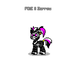 Size: 600x600 | Tagged: safe, artist:veprem, oc, oc:zarrow, pony, unicorn, zebra, ashes town, fallout equestria, pony town, horn, hybrid oc, jewelry, pixel art, sprite, unicorn oc, zebra oc