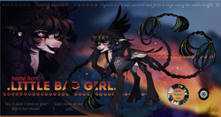 Size: 3054x1610 | Tagged: safe, artist:kanika-png, oc, oc only, pegasus, pony, adoptable, braid, braided tail, concave belly, ear piercing, earring, female, horns, jewelry, mare, piercing, pigtails, slender, solo, tail, thin, tongue out