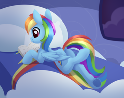 Size: 2452x1940 | Tagged: safe, artist:dusthiel, rainbow dash, pegasus, pony, g4, book, concave belly, dock, reading, slender, solo, tail, thin