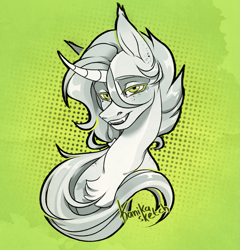 Size: 1145x1193 | Tagged: safe, artist:kanika-png, oc, oc only, pony, unicorn, abstract background, bust, chest fluff, commission, horn, portrait, solo