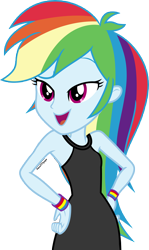 Size: 7000x11709 | Tagged: safe, rainbow dash, equestria girls, g4, beautiful, black dress, clothes, cute, dress, female, pretty, rainbow dash always dresses in style, solo, solo female