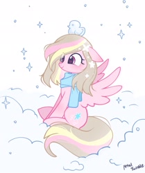 Size: 1712x2048 | Tagged: safe, artist:petaltwinkle, oc, oc:petal twinkle, pegasus, pony, clothes, female, mare, scarf, solo