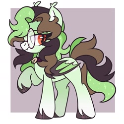 Size: 1669x1668 | Tagged: safe, artist:cinnamontee, oc, oc:pistachio swirl, bat pony, pony, female, glasses, mare, solo