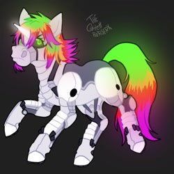 Size: 1024x1024 | Tagged: safe, artist:theglitchberserk, oc, oc only, pony, robot, robot pony, unicorn, black sclera, horn, solo