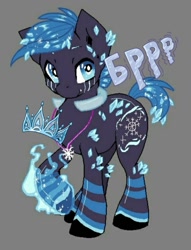 Size: 827x1080 | Tagged: safe, artist:theglitchberserk, oc, oc only, earth pony, pony, crystal, gray background, jewelry, magic, male, necklace, regalia, simple background, solo, stallion