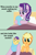 Size: 1200x1800 | Tagged: safe, artist:prixy05, applejack, starlight glimmer, oc, oc:fuji apple, earth pony, pony, unicorn, g4, :p, bed, female, horn, lesbian, magical lesbian spawn, mare, meme, nine months in my womb making me suffer, offspring, parent:applejack, parent:starlight glimmer, parents:glimmerjack, ship:glimmerjack, shipping, text, tongue out, trio