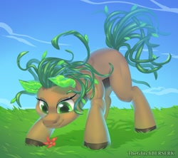 Size: 1350x1200 | Tagged: safe, artist:theglitchberserk, oc, oc only, original species, plant pony, pony, female, flower, mare, outdoors, plant, solo, vine