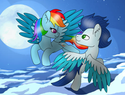 Size: 2335x1761 | Tagged: safe, rainbow dash, soarin', pegasus, pony, g4, female, male, mare, ship:soarindash, shipping, stallion, straight