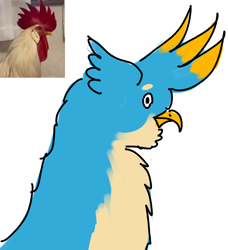 Size: 720x788 | Tagged: safe, artist:horsesplease, gallus, bird, g4, faic, gallus the rooster, gallusposting, kentucky fried gallus, ponified animal photo, rooster, that griffon sure does love kfc