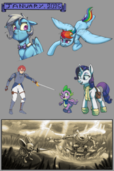 Size: 4000x6000 | Tagged: safe, artist:silverhopexiii, rainbow dash, rarity, spike, dragon, human, pegasus, pony, unicorn, g4, horn, sketch, sketch dump