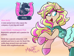 Size: 2000x1500 | Tagged: safe, artist:malcat, oc, oc only, oc:molly, horse, clothes, dress, female, heart, horseshoes, mare, open mouth, open smile, paw prints, profile, raised hooves, smiling, solo, wild manes, wild manes oc