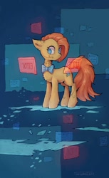 Size: 663x1080 | Tagged: safe, artist:bullyet, oc, oc only, earth pony, pony, bowtie, chest fluff, hologram, solo