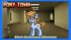 Size: 2266x1274 | Tagged: safe, oc, oc only, oc:blue cookie, earth pony, pony, digital art, earth pony oc, link in description, male, pixel art, solo, stallion, the backrooms, thumbnail, youtube link