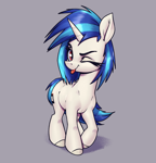 Size: 2300x2400 | Tagged: safe, artist:aquaticvibes, dj pon-3, vinyl scratch, pony, unicorn, g4, :p, female, horn, mare, one eye closed, simple background, solo, tongue out, wink