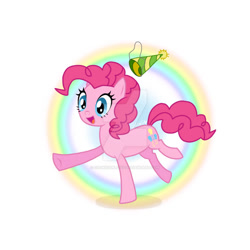 Size: 800x800 | Tagged: safe, artist:cookiegirl2245, pinkie pie, earth pony, pony, g4, deviantart watermark, female, happy, hat, mare, obtrusive watermark, open mouth, open smile, party hat, simple background, smiling, solo, watermark, white background