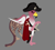 Size: 2440x2220 | Tagged: safe, artist:villegreen, oc, oc only, oc:alessi doria, bird, cheetah, flamingo, griffon, bicorne, cape, clothes, gray background, griffon oc, hat, male, simple background, solo, sword, weapon