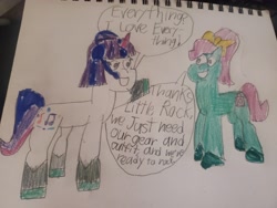 Size: 4032x3024 | Tagged: safe, artist:batman714, little rock, minty skylark, earth pony, pony, unicorn, g5, my little pony: tell your tale, duo, duo female, female, horn, mare, photo, traditional art