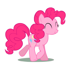 Size: 3664x3000 | Tagged: safe, artist:hangryyeena, pinkie pie, earth pony, pony, friendship is magic, g4, my little pony: friendship is magic, 2013, eyes closed, female, mare, raised hoof, raised leg, shadow, simple background, smiling, solo, tail, transparent background, vector