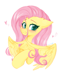 Size: 765x925 | Tagged: safe, artist:thieftea, fluttershy, pegasus, pony, g4, blushing, chest fluff, cute, ear fluff, female, heart, mare, shyabetes, solo, spread wings, stray strand, wings