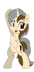 Size: 1370x2874 | Tagged: safe, artist:forgeey, oc, oc only, oc:forgeey, grin, happy, raised hoof, simple background, smiling, solo, standing on two hooves, transparent background