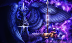 Size: 3576x2160 | Tagged: safe, artist:raychelrage, princess luna, scootaloo, alicorn, pegasus, pony, g4