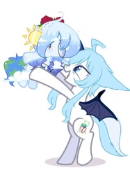 Size: 766x1022 | Tagged: safe, artist:be_yourself, artist:cosmosloghy, oc, oc:altersmay earth, unnamed oc, alicorn, pegasus, pony, bat wings, bipedal, cloud, colored horn, colored wings, cute, eyes closed, female, filly, flower, flower in hair, foal, glasses, happy, holding a pony, horn, jewelry, male, necklace, open mouth, open smile, planet ponies, ponified, rose, simple background, smiling, space ponies, spread wings, white background, wings