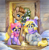 Size: 1702x1733 | Tagged: safe, artist:maytee, derpy hooves, dinky hooves, doctor whooves, time turner, earth pony, pegasus, pony, unicorn, g4, clothes, hat, horn, scarf, sparkler (firework), trio, winter