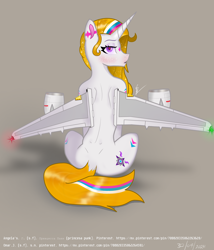 Size: 2160x2525 | Tagged: safe, oc, hybrid, original species, plane pony, unicorn, horn, plane