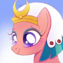 Size: 2000x2000 | Tagged: safe, artist:nnaly, somnambula, pegasus, pony, g4, bust, female, gradient background, mare, portrait, smiling, solo, sparkles, sparkly eyes, wingding eyes