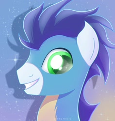 Size: 1895x2000 | Tagged: safe, artist:nnaly, soarin', pegasus, pony, g4, bust, clothes, male, smiling, solo, sparkles, sparkly eyes, stallion, stupid sexy soarin', uniform, wingding eyes, wonderbolts uniform