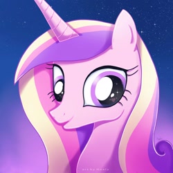 Size: 2000x2000 | Tagged: safe, artist:nnaly, princess cadance, alicorn, pony, g4, bust, female, heart, heart eyes, horn, mare, portrait, signature, smiling, solo, sparkles, sparkly eyes, wingding eyes