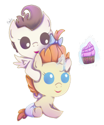 Size: 1788x2148 | Tagged: safe, artist:nnaly, pound cake, pumpkin cake, pegasus, pony, unicorn, g4, baby, baby pony, brother and sister, cake twins, colt, cupcake, cute, diaper, duo, duo male and female, female, filly, foal, food, glowing, glowing horn, horn, levitation, magic, magic aura, male, siblings, simple background, telekinesis, transparent background, twins