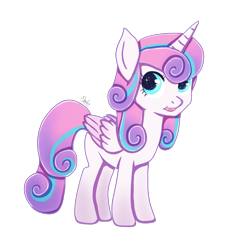 Size: 1738x1801 | Tagged: safe, artist:nnaly, princess flurry heart, alicorn, pony, g4, female, filly, foal, folded wings, horn, older, older flurry heart, open mouth, simple background, solo, sparkles, sparkly eyes, transparent background, wingding eyes, wings