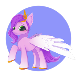 Size: 2000x2000 | Tagged: safe, artist:nnaly, pipp petals, pegasus, pony, g4, g5, adorapipp, blue background, blushing, cute, diadem, eyebrows, eyebrows visible through hair, female, jewelry, looking at you, mare, partially transparent background, raised hoof, regalia, simple background, smiling, smiling at you, solo, spread wings, unshorn fetlocks, wings