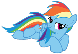 Size: 674x472 | Tagged: safe, artist:noi kincade, rainbow dash, pegasus, pony, g4, faic, female, lying down, simple background, smug, smugdash, solo, transparent background