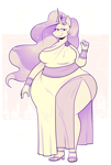 Size: 2050x3050 | Tagged: safe, artist:secretgoombaman12345, princess celestia, alicorn, anthro, plantigrade anthro, g4, aside glance, big breasts, bracelet, breasts, brooch, chubbylestia, clothes, cocktail dress, crown, dress, ear piercing, earring, eyelashes, fat, female, greek clothes, grin, high heel sandals, high heels, jewelry, lidded eyes, looking at you, piercing, regalia, sandals, shoes, simple background, sketch, slightly chubby, smiling, solo, thighs, thunder thighs, wide hips