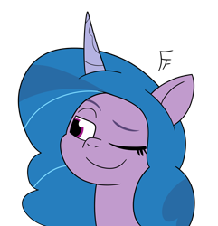 Size: 3405x3526 | Tagged: safe, artist:frownfactory, izzy moonbow, unicorn, g5, my little pony: tell your tale, female, horn, one eye closed, simple background, smiling, solo, transparent background, wink