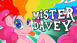 Size: 1280x720 | Tagged: safe, artist:misterdavey, artist:skaluli, pinkie pie, g4, clown wig, female, solo, thumbnail, tongue out