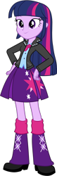 Size: 1624x5005 | Tagged: safe, artist:octosquish7260, twilight sparkle, human, equestria girls, g4, blouse, boots, clothes, female, jacket, leather, leather jacket, leg warmers, shirt, shoes, simple background, skirt, solo, standing, transparent background