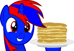 Size: 2175x1520 | Tagged: safe, artist:stephen-fisher, oc, oc:stephen (stephen-fisher), alicorn, alicorn oc, food, horn, male, pancakes, simple background, solo, transparent background, vector, wings